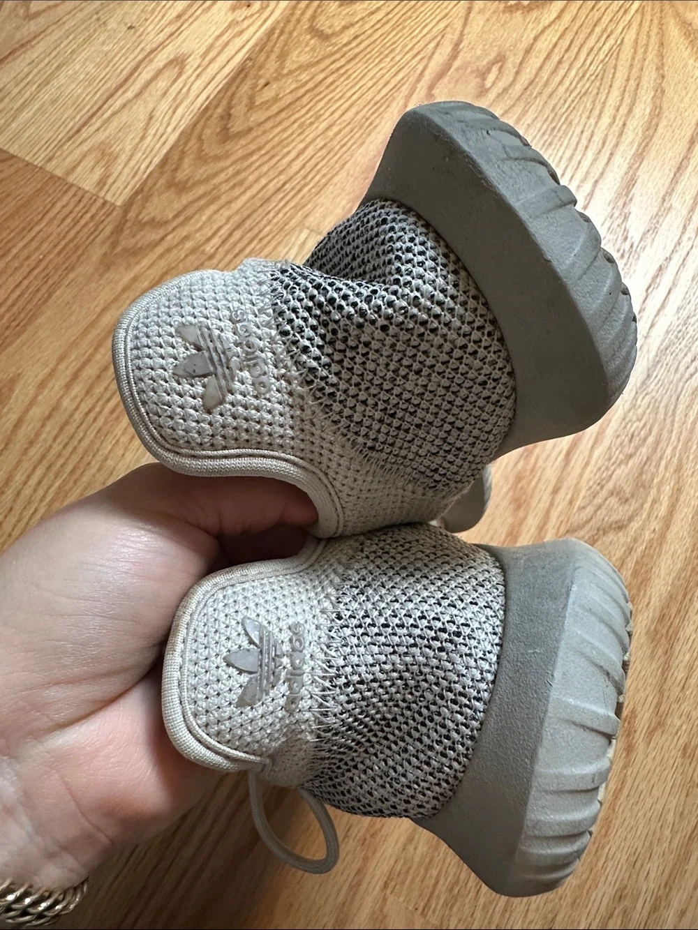 adidas Women’s Light Beige Knit Lace-Up Sneakers